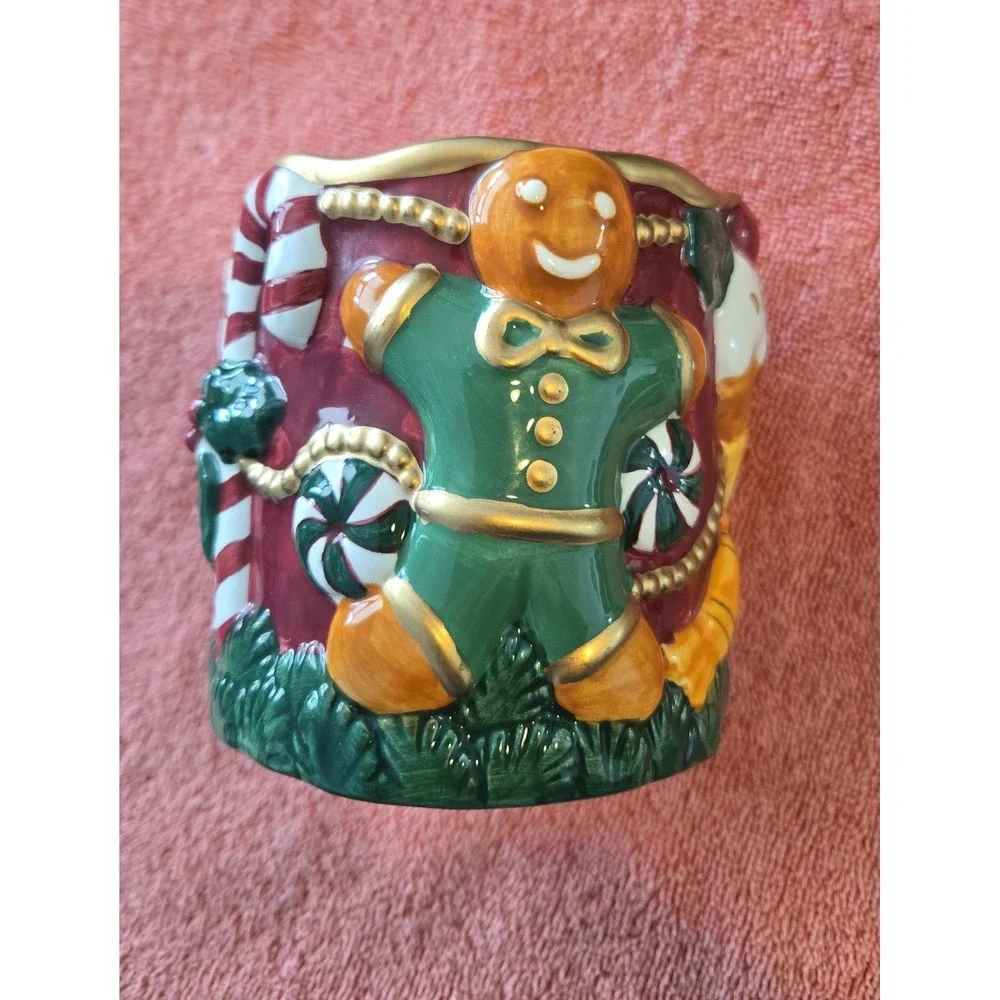 Fitz‎ & Floyd Christmas Candle Holder. With Ginger Bread Figure.